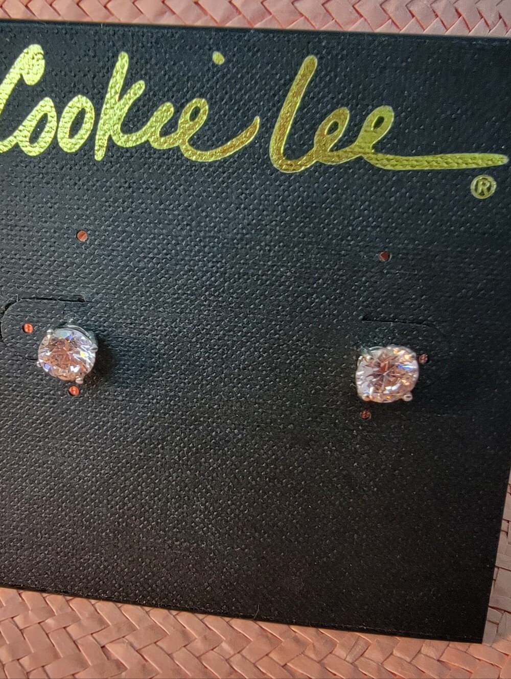 Cookie Lee Light Pink Cubic Zirconia Round Stud Earrings